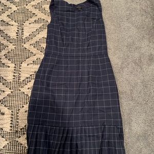 J.Crew Blue & White Plaid Dress with Pleats Size 8